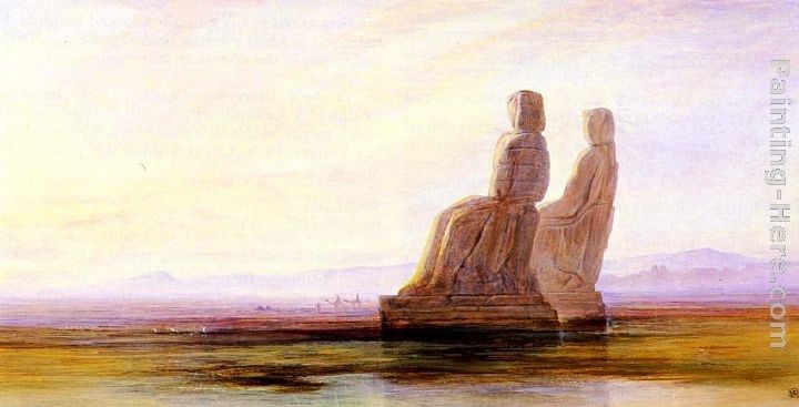Edward Lear The Plain Of Thebes With Two Colossi